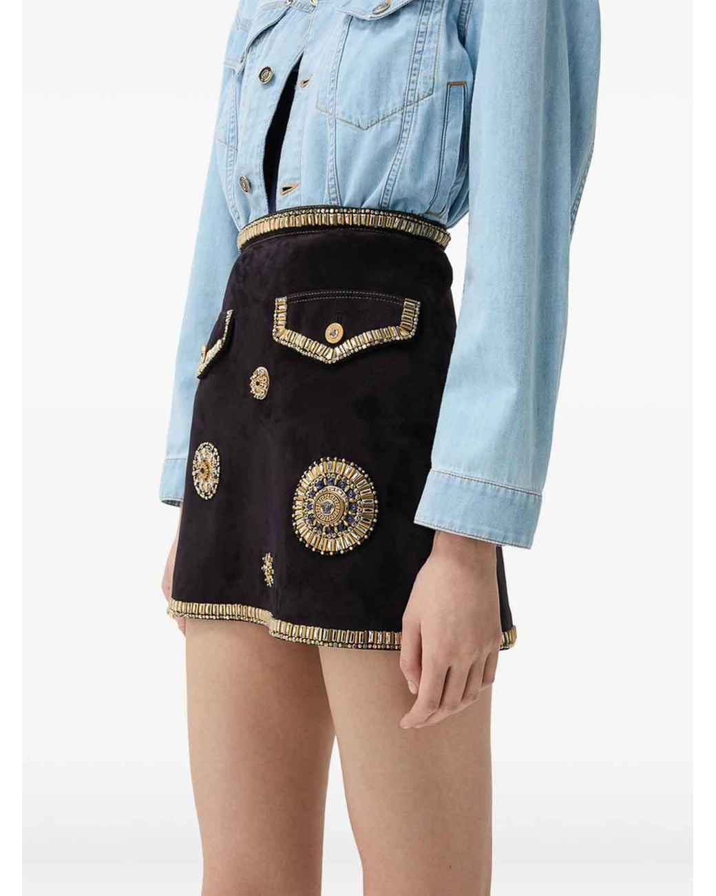 Versace Black Leather Skirt