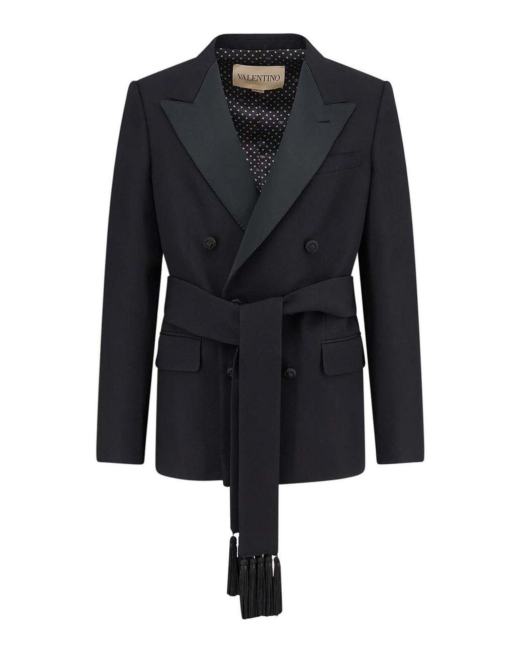 Valentino Garavani Blue Virgin Wool Blazer With Belt for men