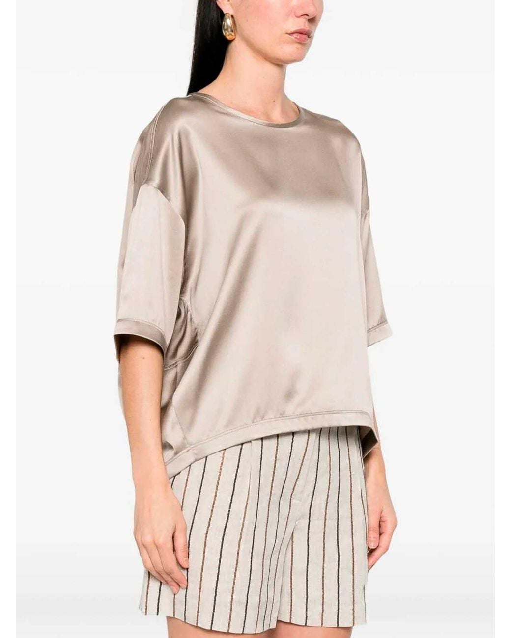Brunello Cucinelli Natural Silk Elastan Blouse