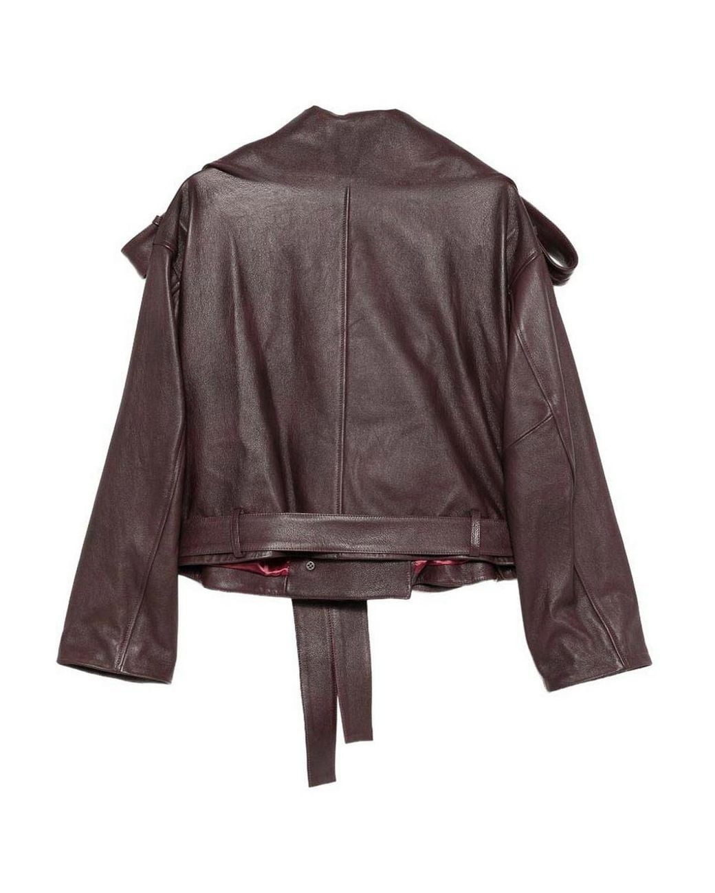 7 For All Mankind Brown Cropped Double-Breasted Leather Trench Coat