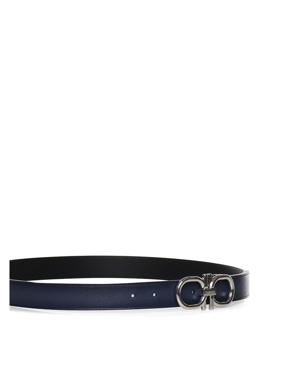 Ferragamo Blue Leather Gancini Belt for men
