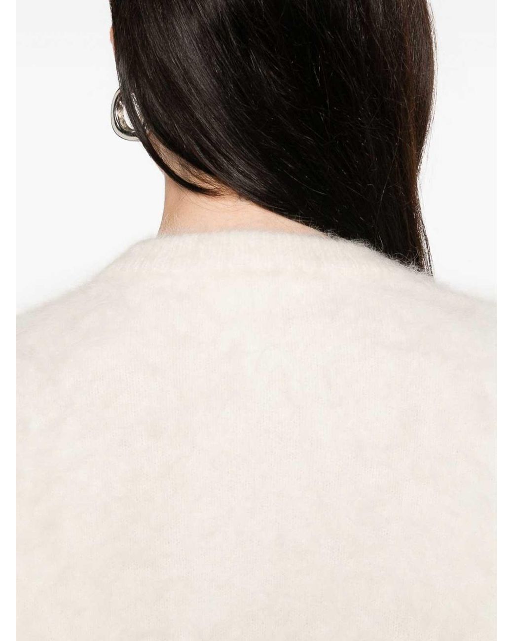 Soft Goat White Wool Crewneck Jumper