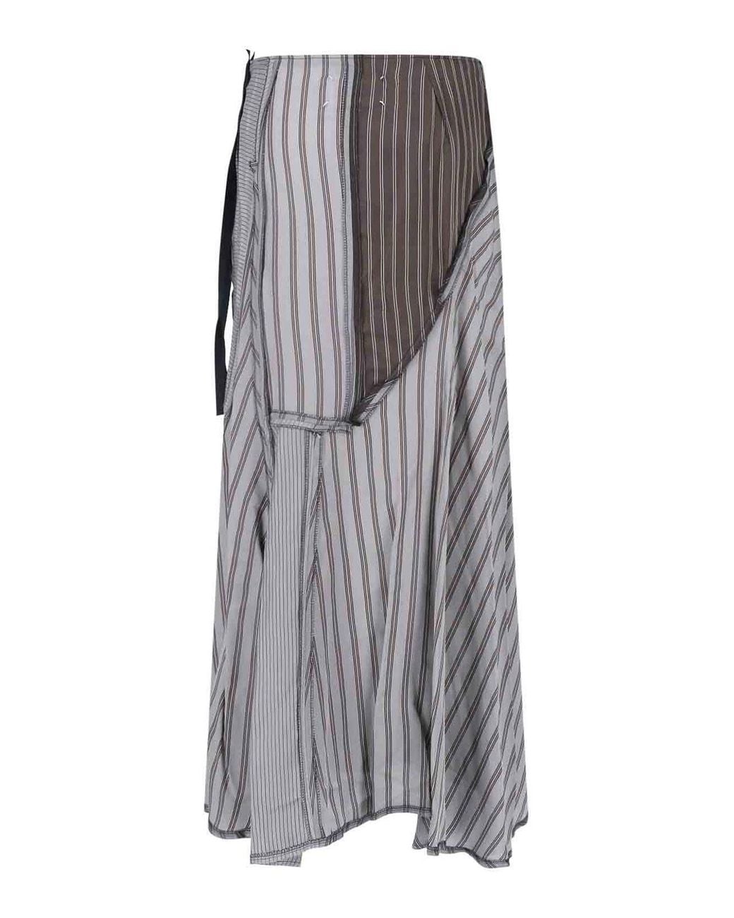 Maison Margiela Gray Patchwork Midi Skirt