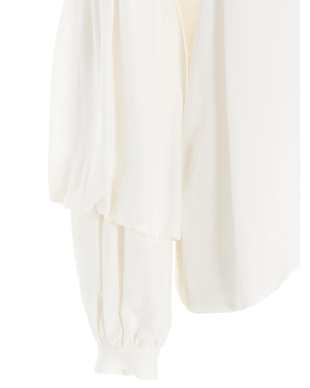 DI.LA3 PARI' White Puff-Sleeve Silk Shirt