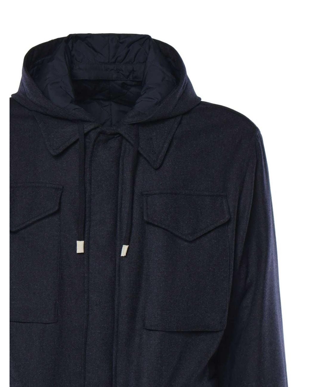 Eleventy Blue Hooded Field Jacket for men