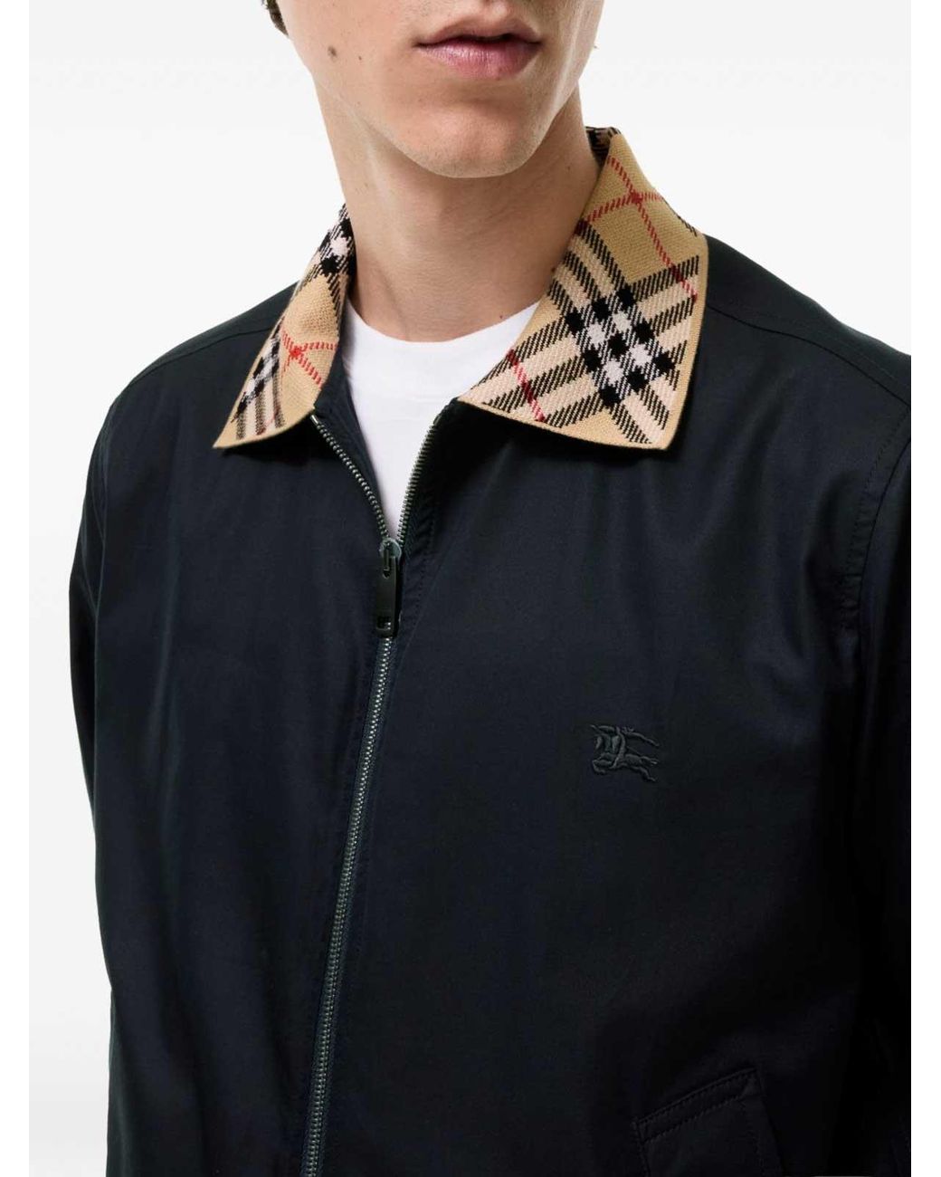 Burberry Black Gabardine Glenfields Harrington Jacket for men