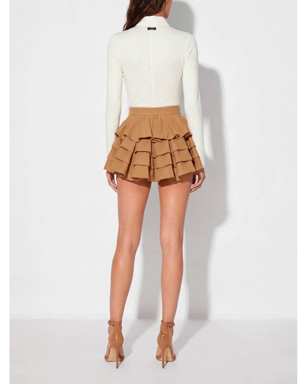 Elisabetta Franchi White Long-Sleeved Knit Polo Shirt