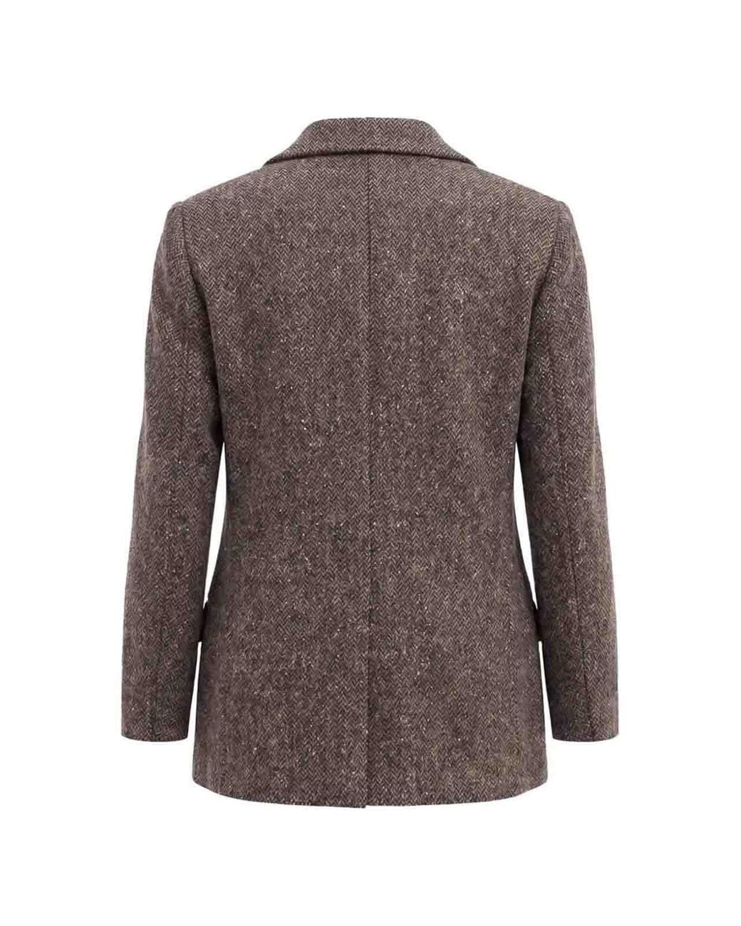 Brunello Cucinelli Gray Embroidered Jacket Herringbone
