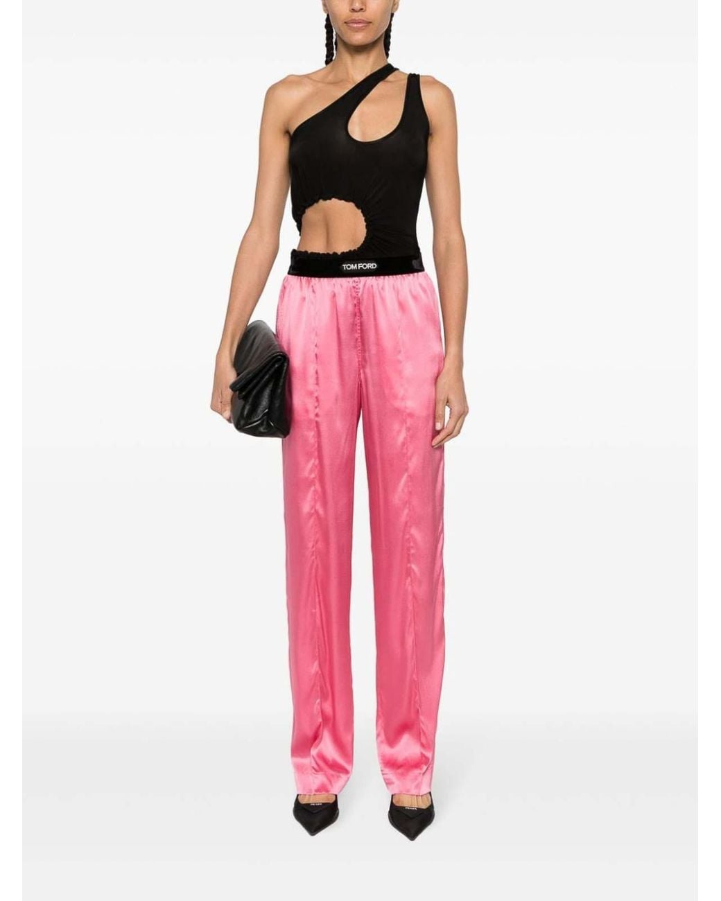 Tom Ford Pink Stretch Silk Satin Trousers