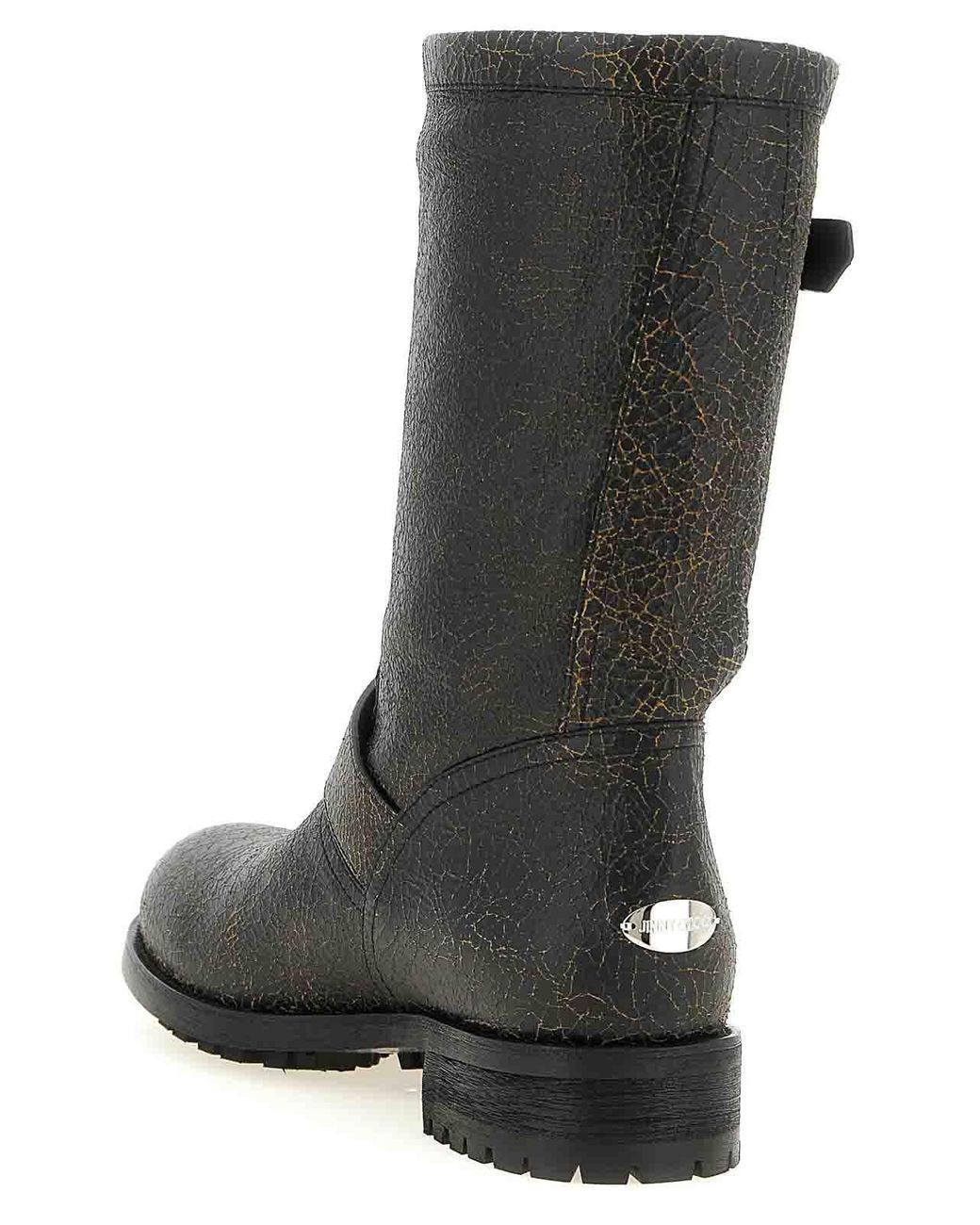 Jimmy Choo Black Biker Mid' Ankle Boots