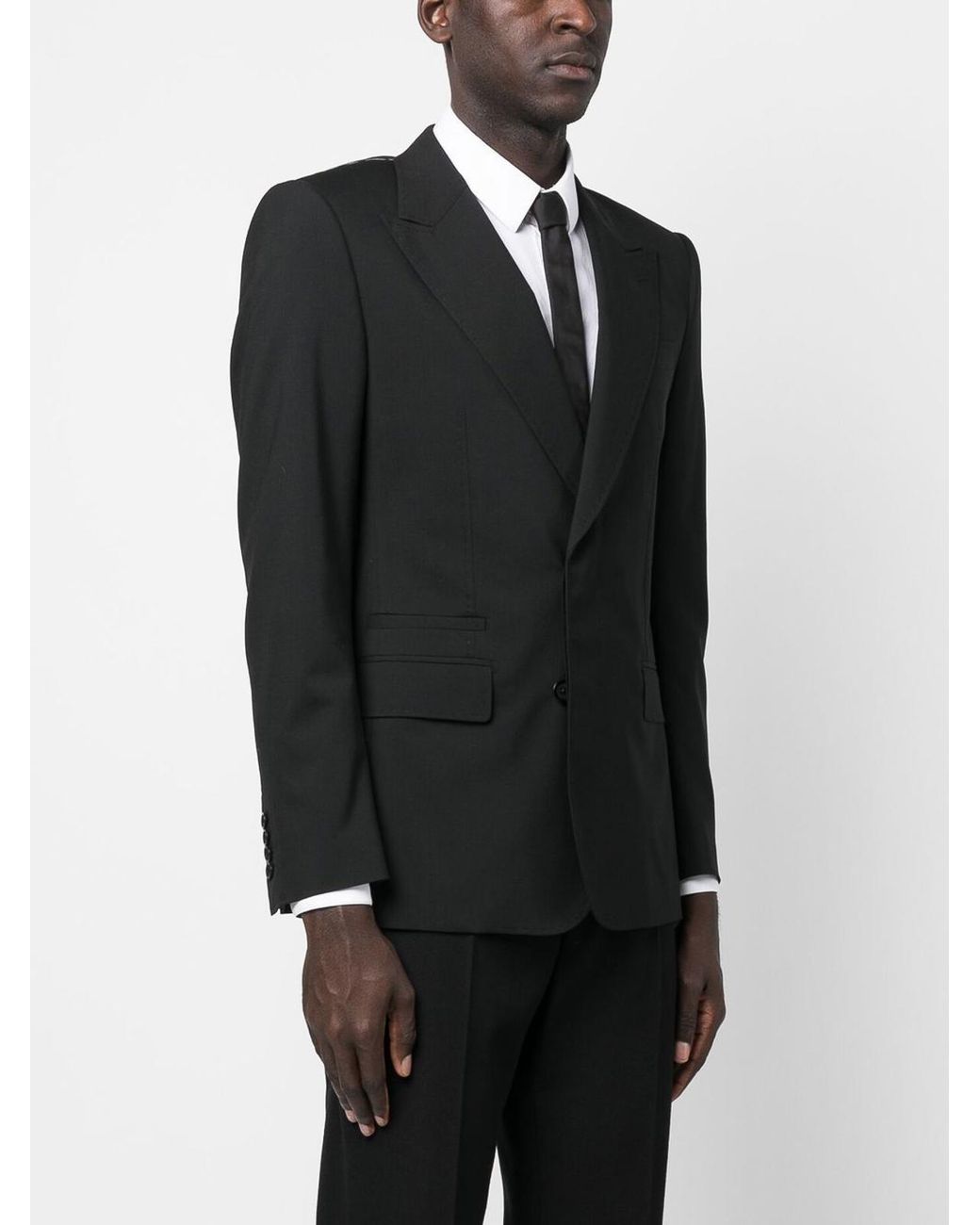 Dolce & Gabbana Black Single-Breasted Wool Blazer With Peak Lapels for men