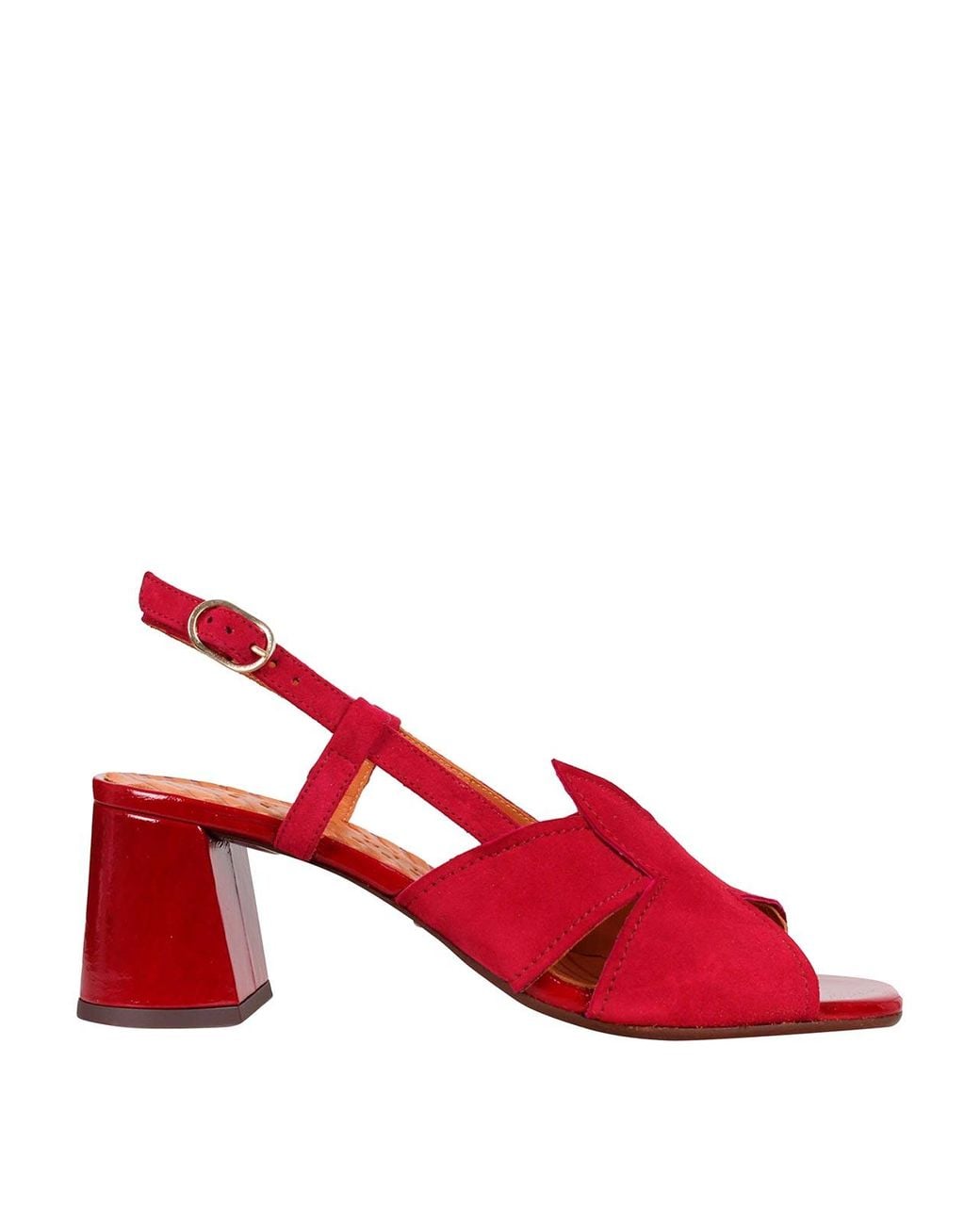 Chie Mihara Red Rutter Sandal With Heel And Buckle