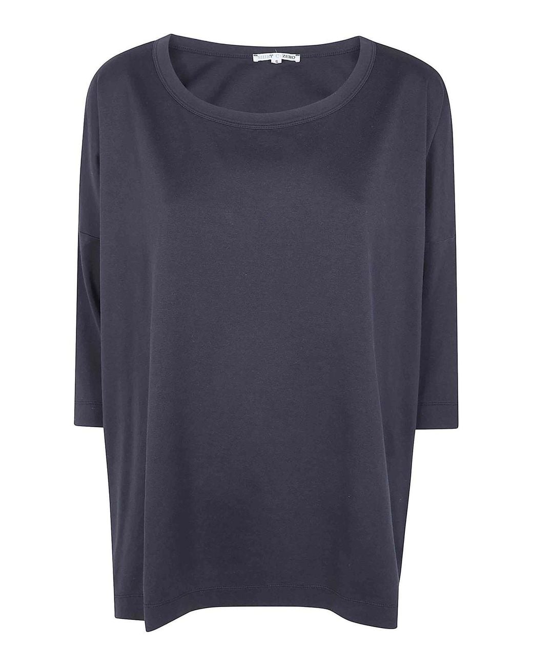 Shirt C-zero Blue Oversized Boat Neck T-Shirt