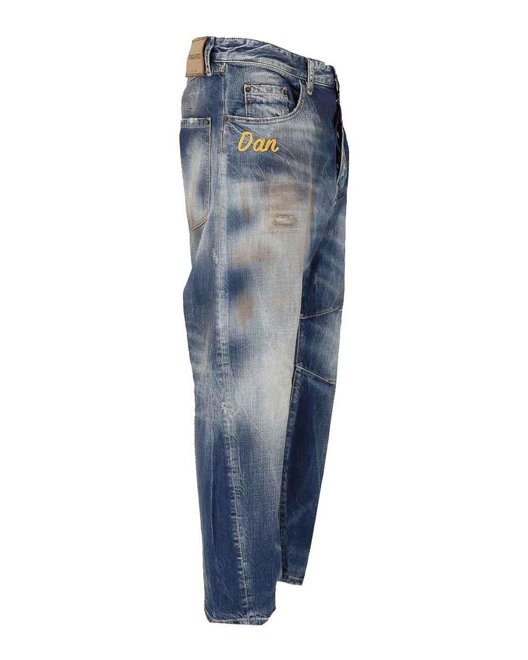 DSquared² Blue Distressed Straight-Leg Jeans for men