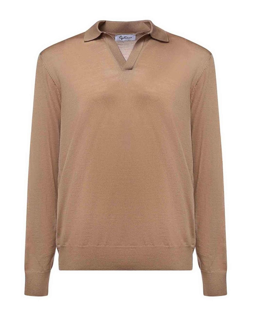 Giuliano Galiano Brown Wool Polo Sweater for men