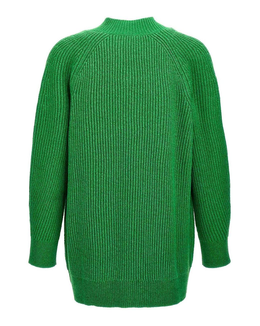 Jil Sander Green V-Neck Oversized Cotton Blend Sweater for men