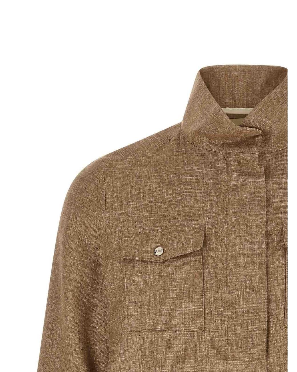Herno Brown Wool Full-Length Jacket