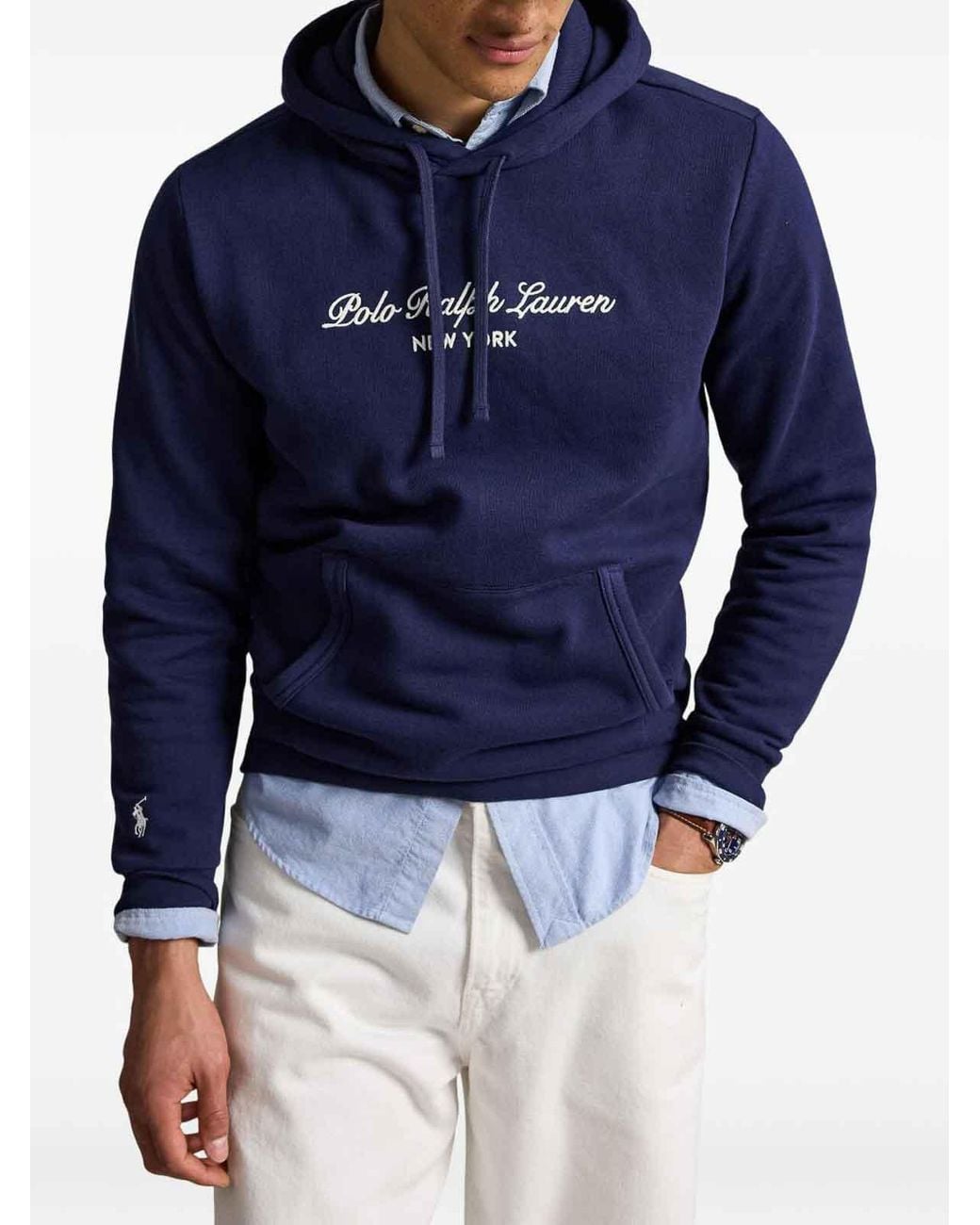 Polo Ralph Lauren Blue Hoodie With Kangaroo Pocket for men