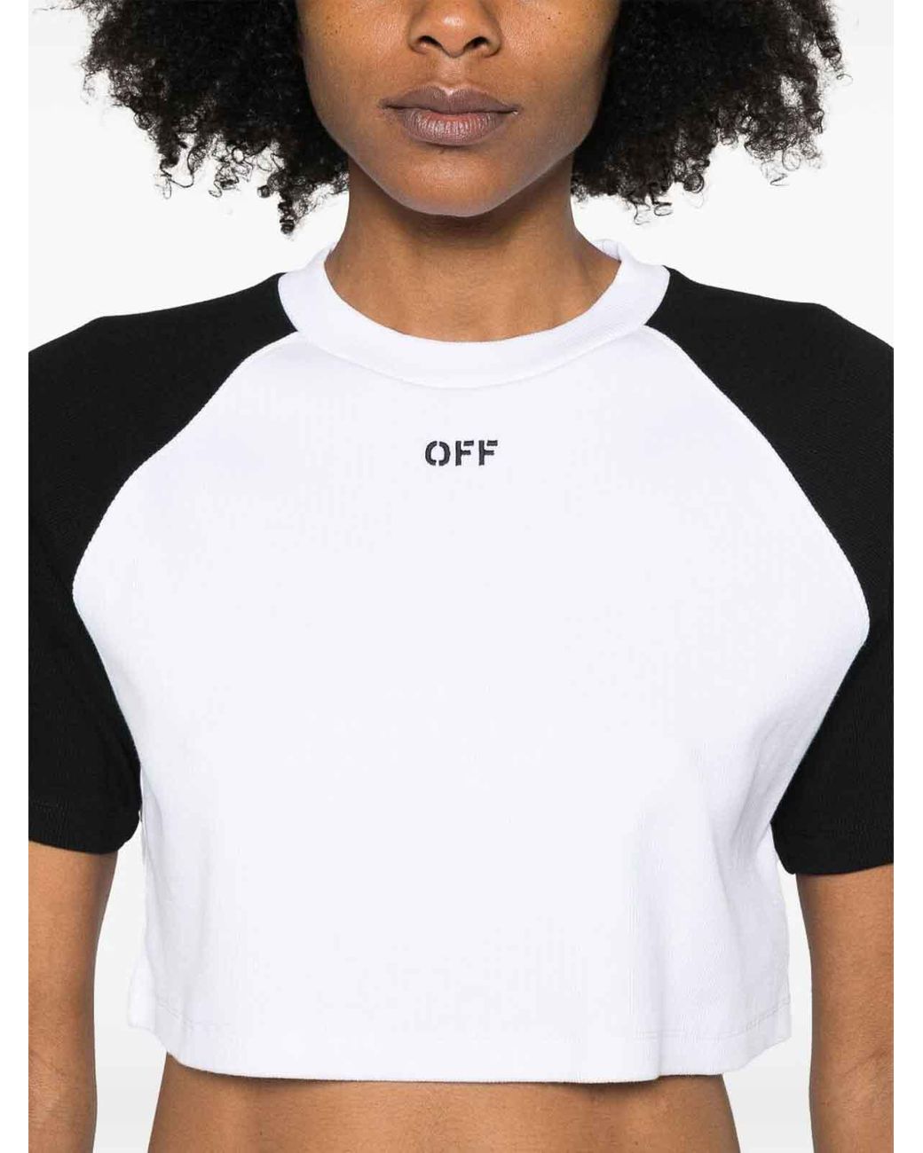 Off-White c/o Virgil Abloh T-Shirt Crop in Black | Lyst