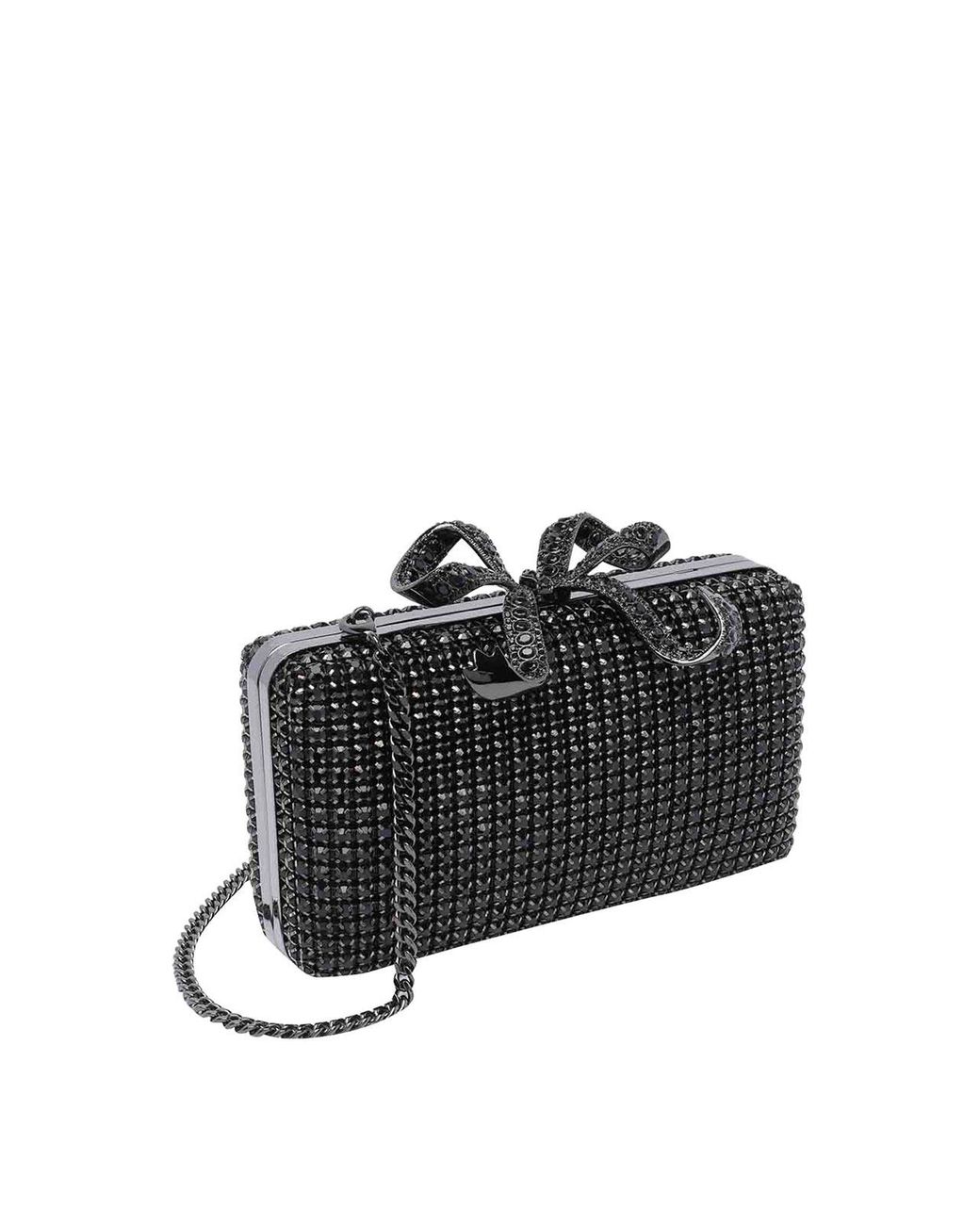Self-Portrait Black Crystal Box Clutch