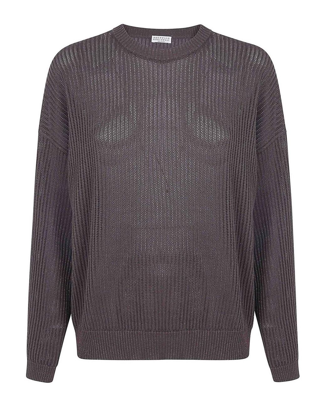 Brunello Cucinelli Gray Round Neck Sweater