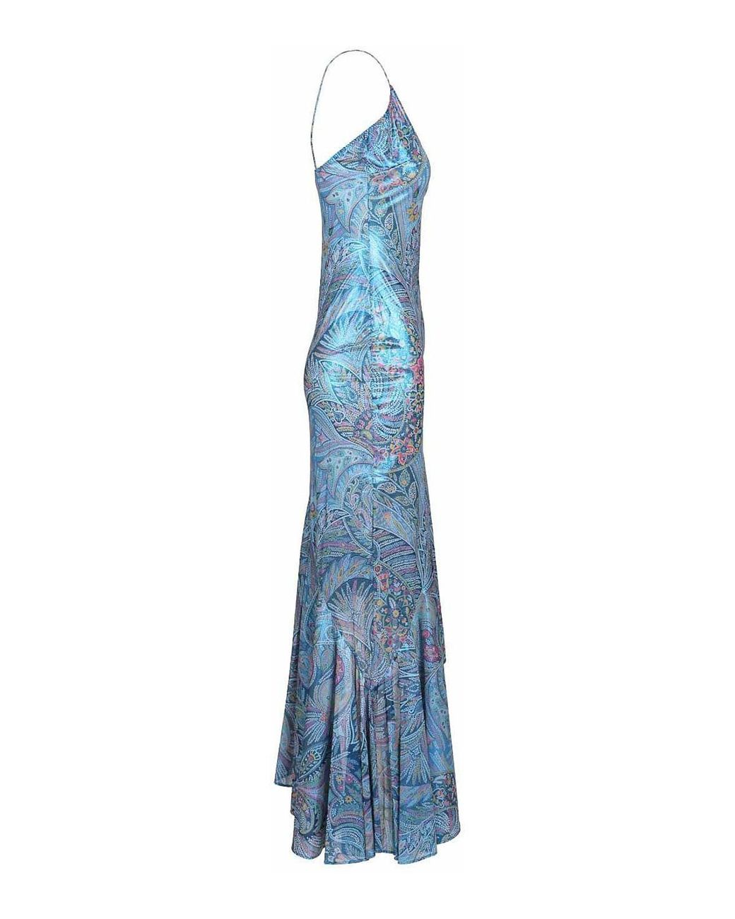 Etro Blue Asymmetrical Dress With Ruffles
