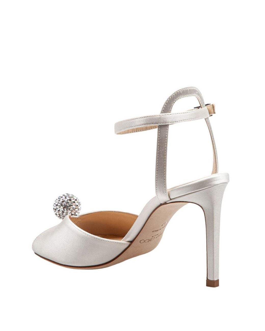 Jimmy Choo Metallic Sacora Satin Sandal With Crystal Ball
