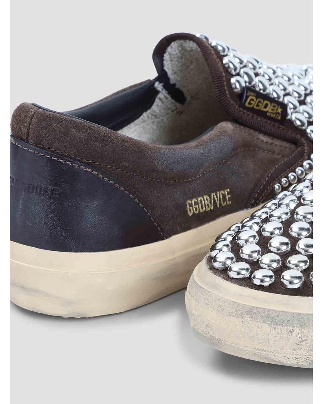 Golden Goose Deluxe Brand Blue Vce Studded Leather Slip-On Sneakers