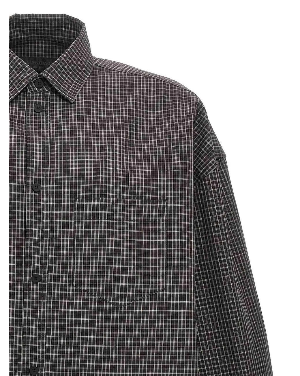 Balenciaga Gray Checkered Overshirt for men