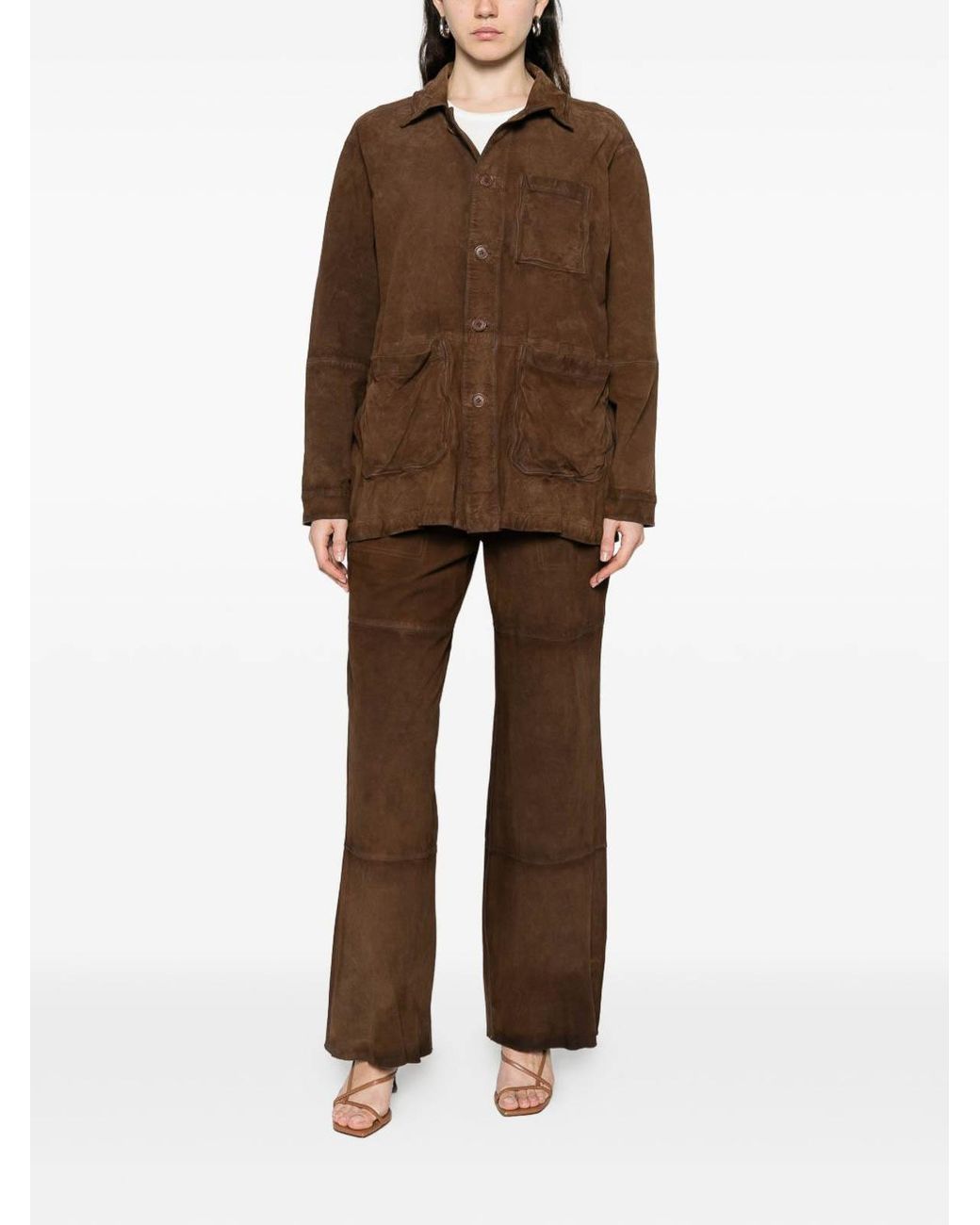 P.A.R.O.S.H. Brown Suede Leather Jacket