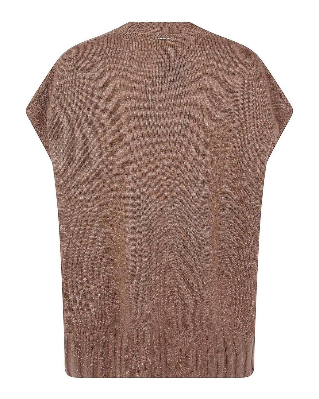 Twinset Brown Sleeveless Round Neck Sweater