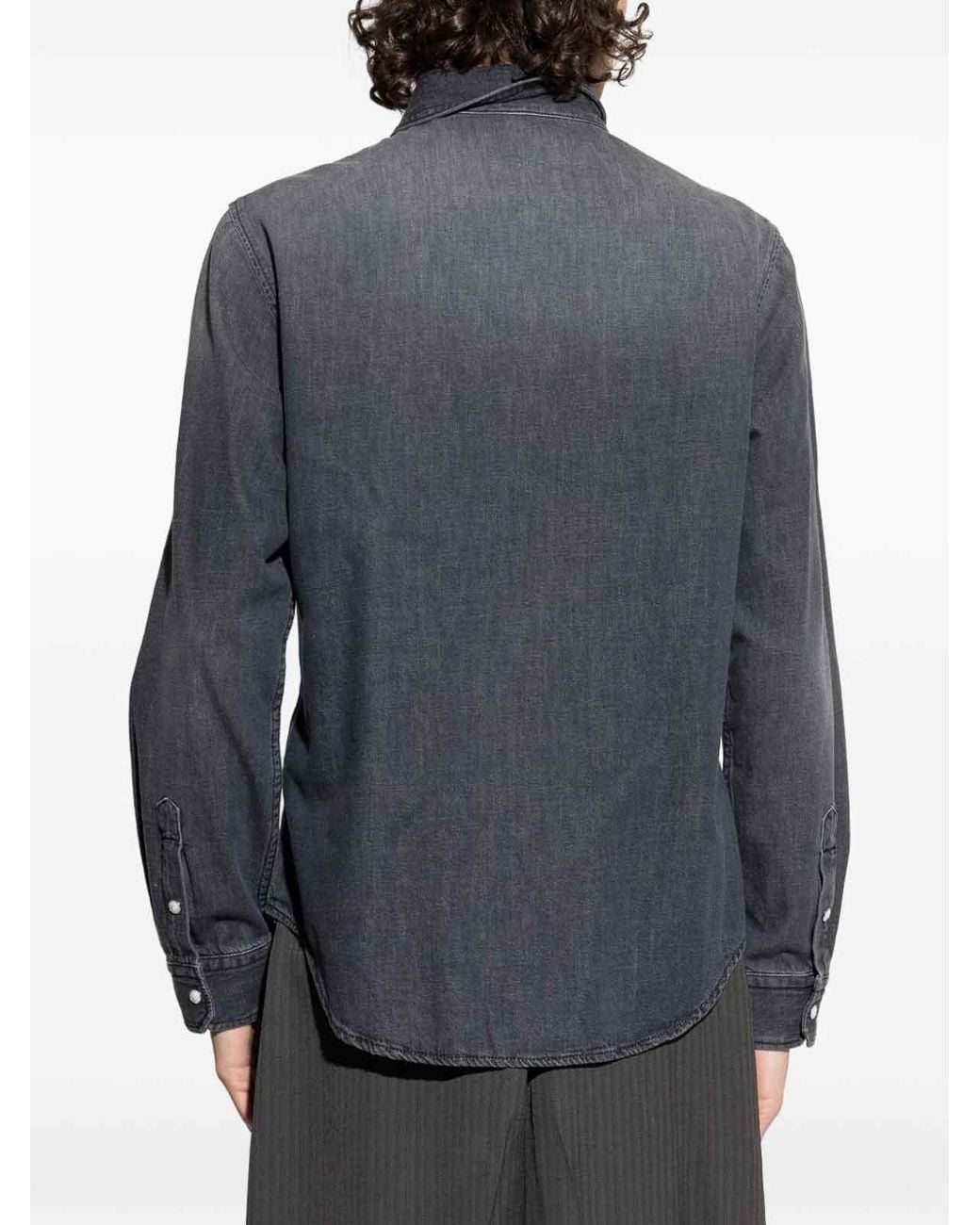Versace Gray Lightweight Denim Shirt for men