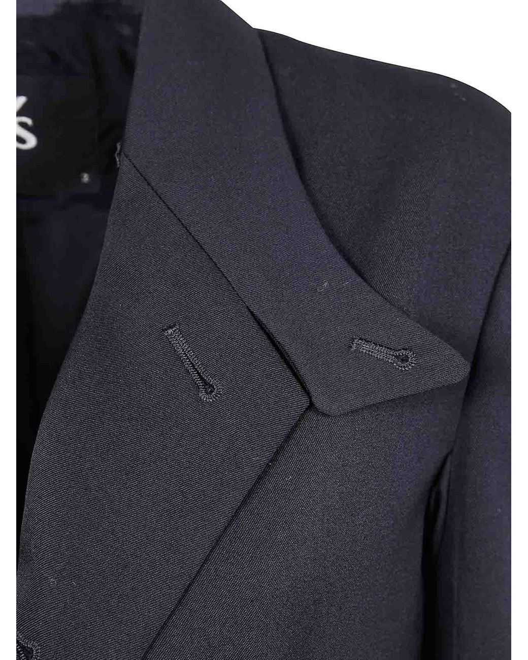 Y's Yohji Yamamoto Blue Notched Lapel Gabardine Jacket