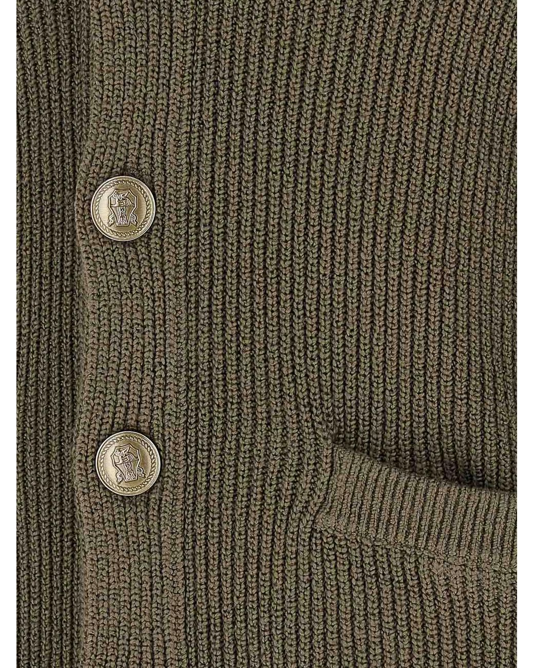 Brunello Cucinelli Green Malfil Cotton Cardigan for men