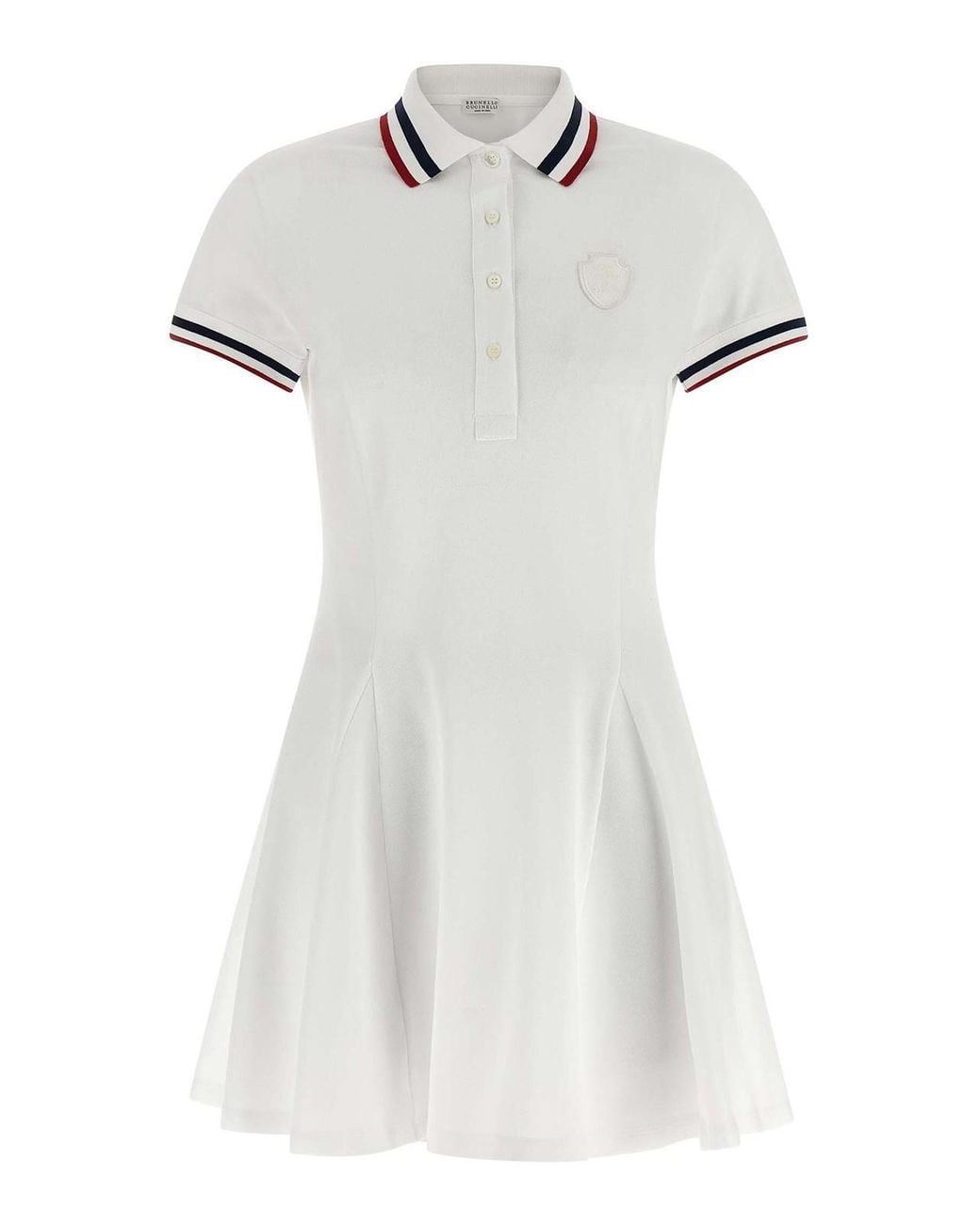 Brunello Cucinelli White Logo Embroidery Tennis Dress