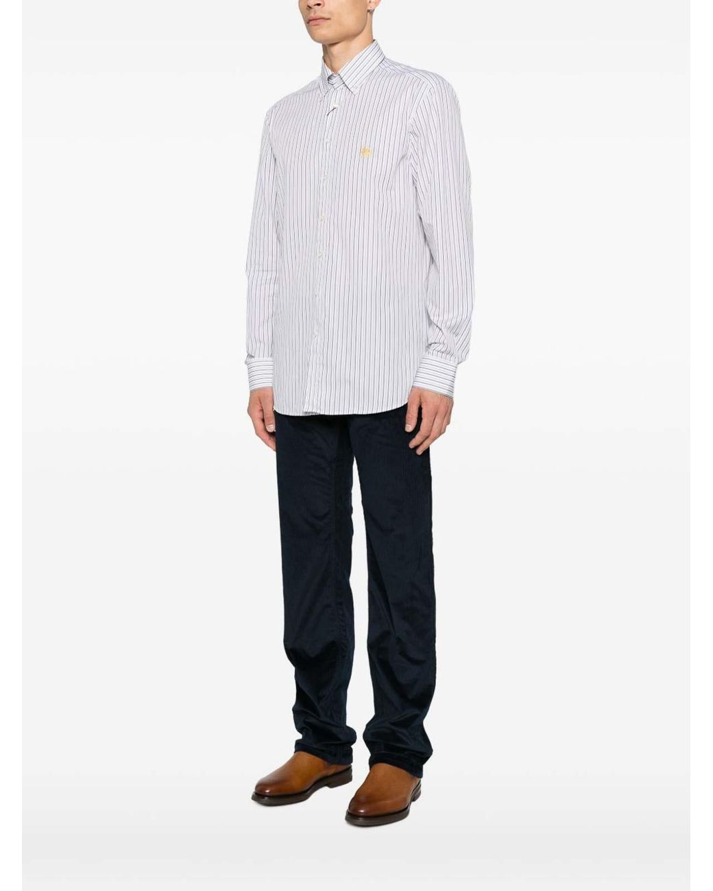 Etro White Striped Cotton Shirt for men
