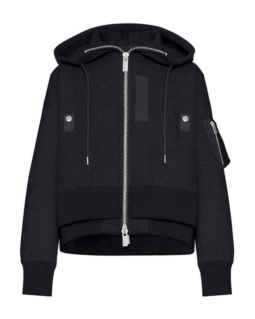 Sacai Black Cotton Blend Padded Hoodie