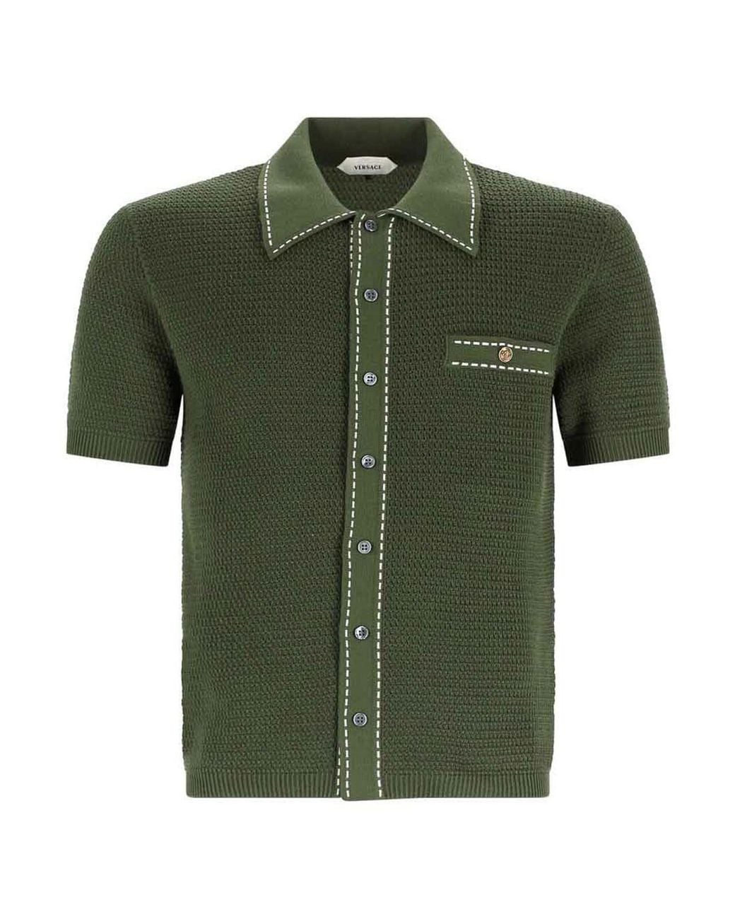 Versace Green Cotton Knit Shirt for men