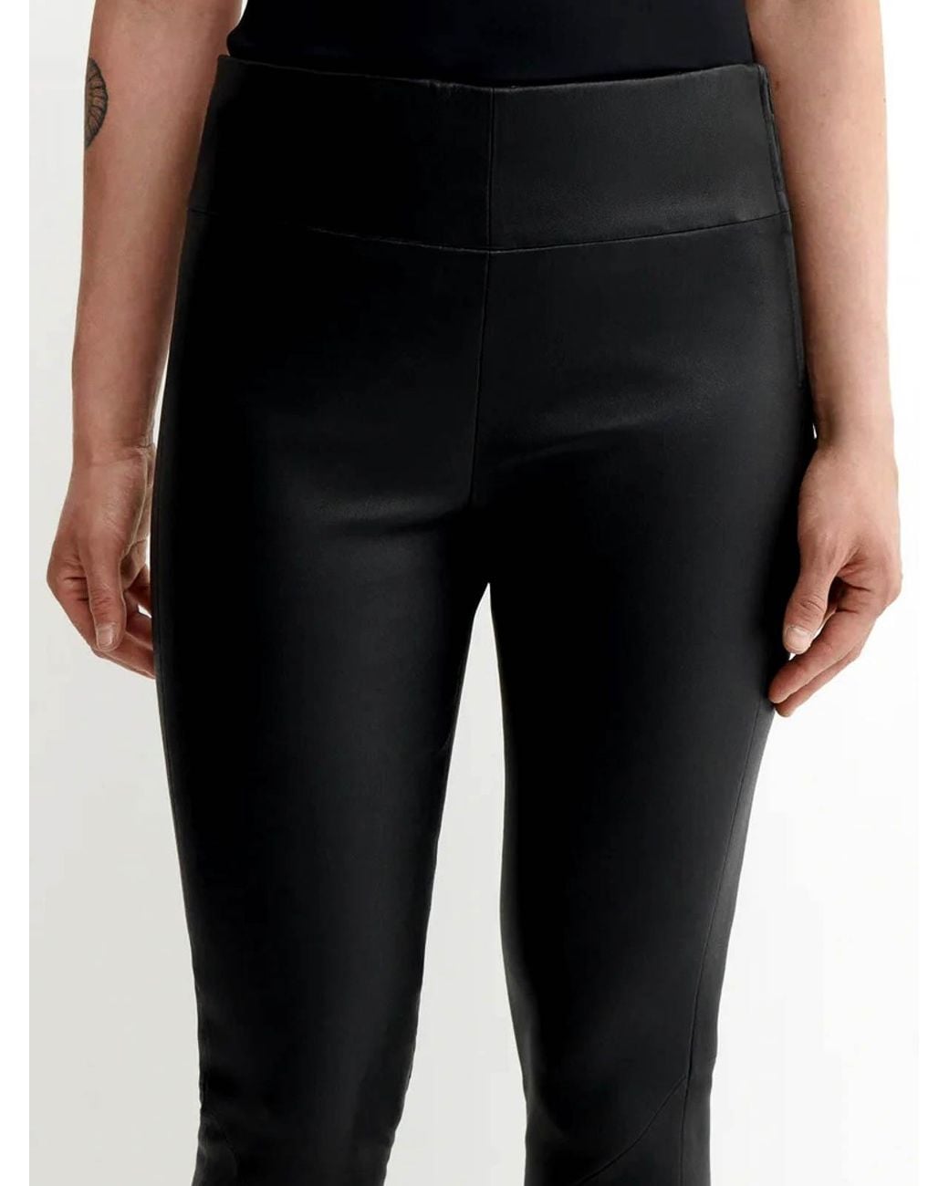 Arma Black Bellenora High-Rise Leather Leggings
