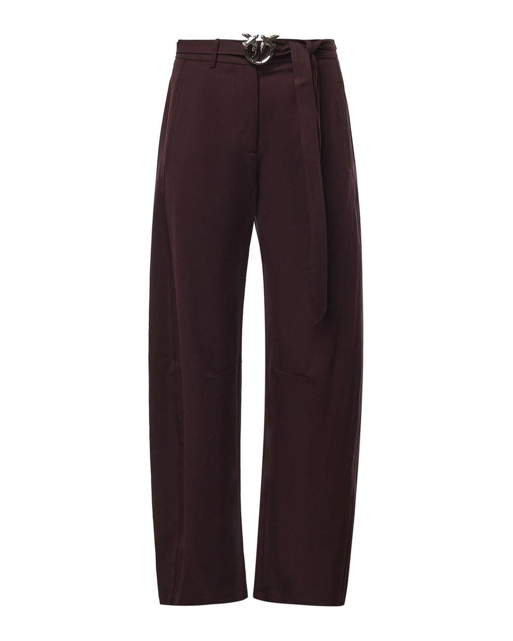Pinko Purple Belted Viscose Blend Trousers