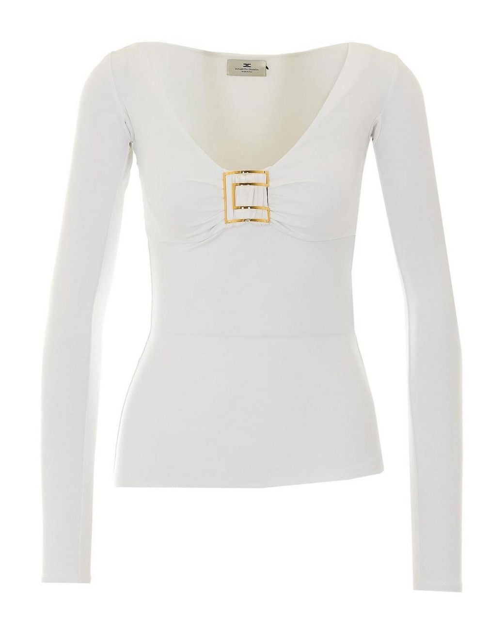 Elisabetta Franchi White Long Sleeves Top