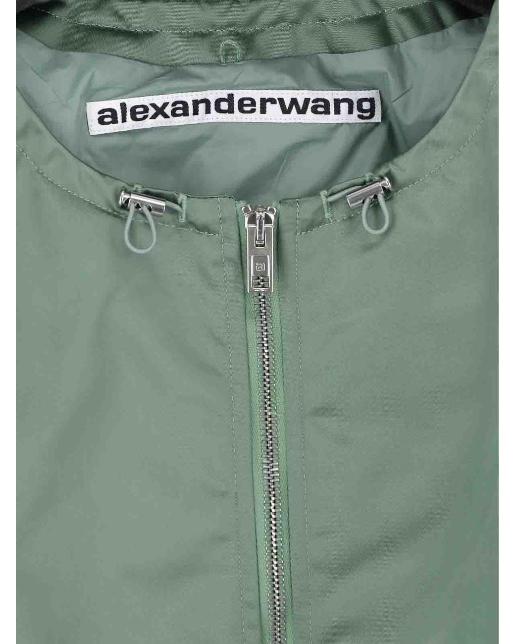 Alexander Wang Green Bomber Jacket With Drawstring Collar