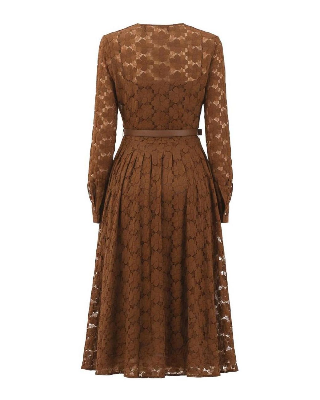 Max Mara Brown Chocolate Floral Lace Midi Dress