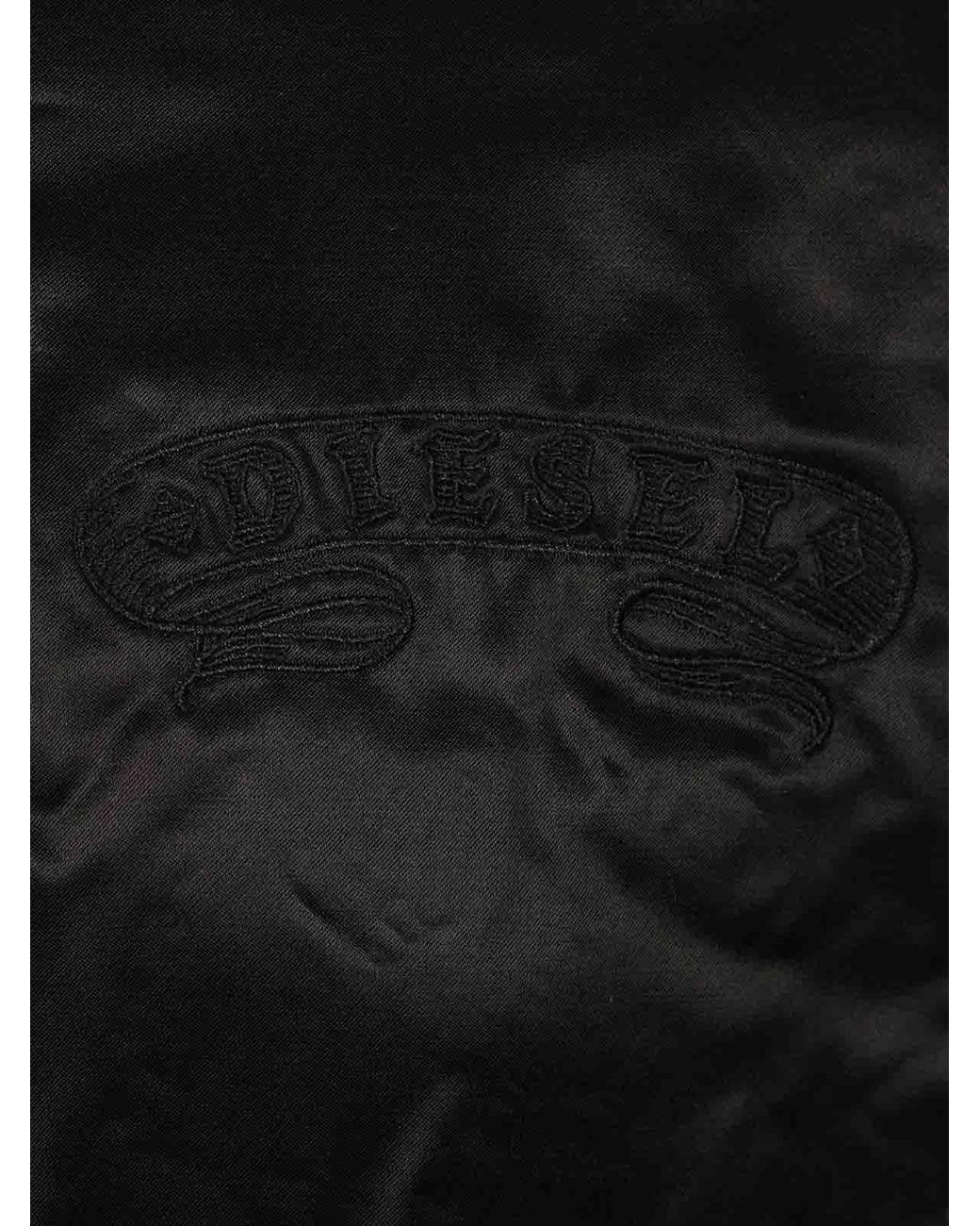 DIESEL Black Reversible Satin Bomber Jacket for men