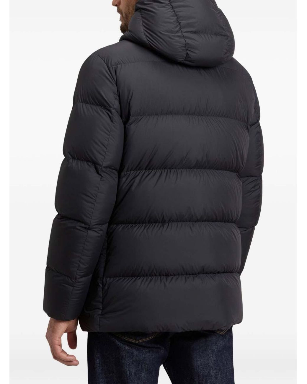 Woolrich Blue Quilted Hooded Jacket for men