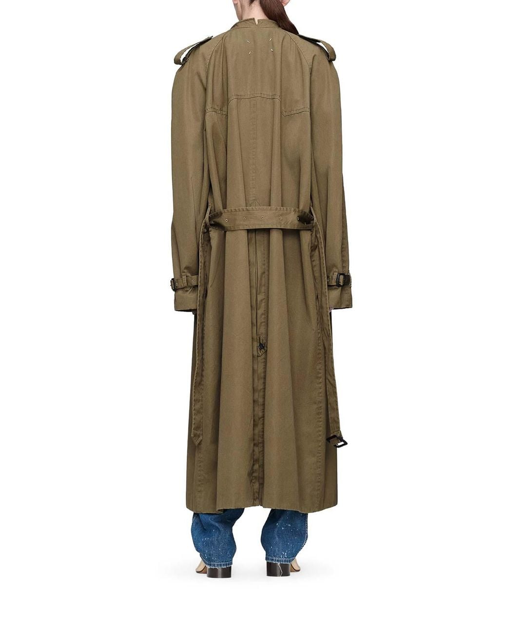 Maison Margiela Natural Long Double-Breasted Cotton Trench Coat