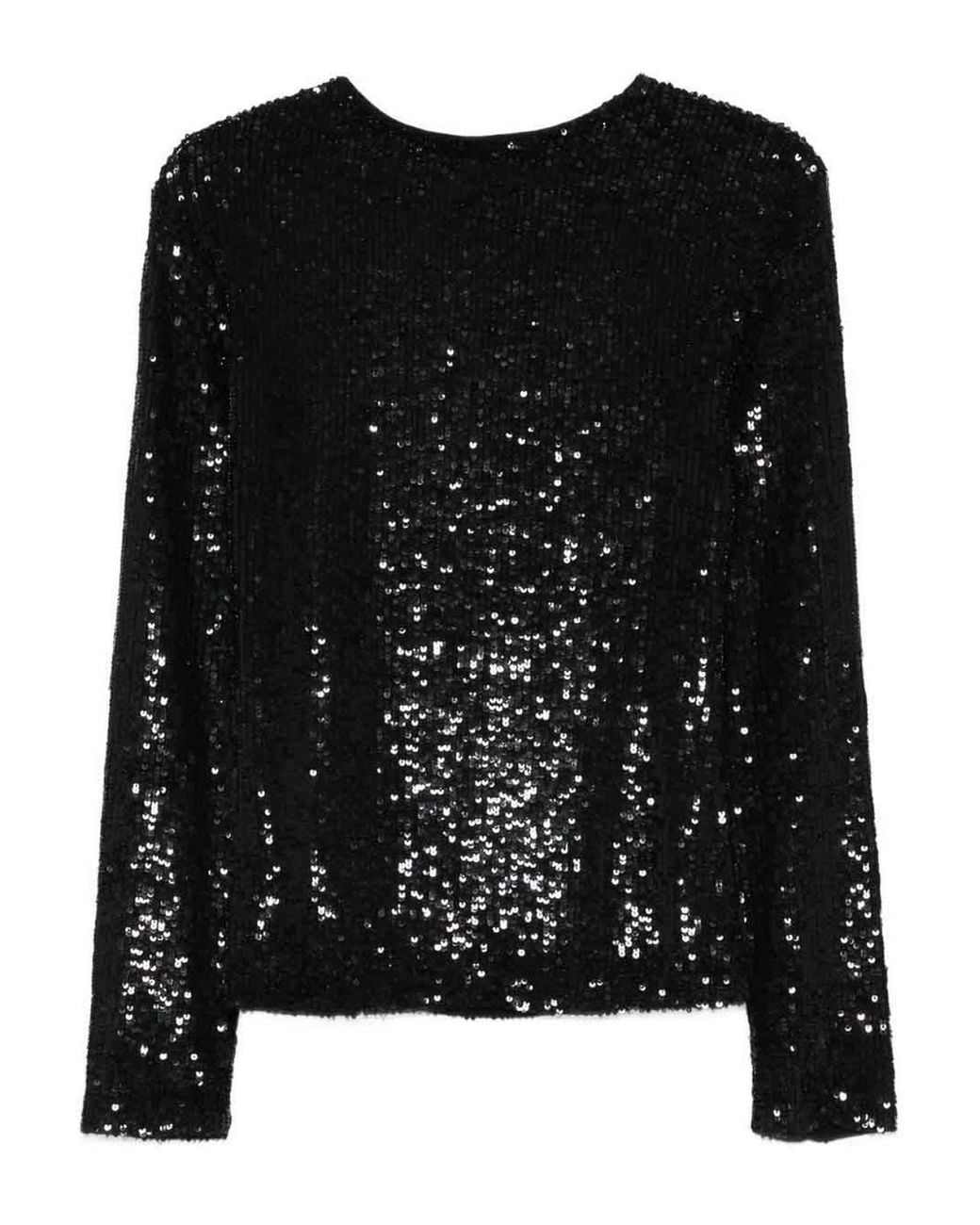P.A.R.O.S.H. Black Sequin Long Sleeve Top