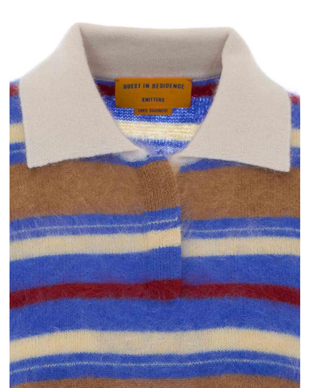 Guest In Residence Blue Grizzly Striped Polo