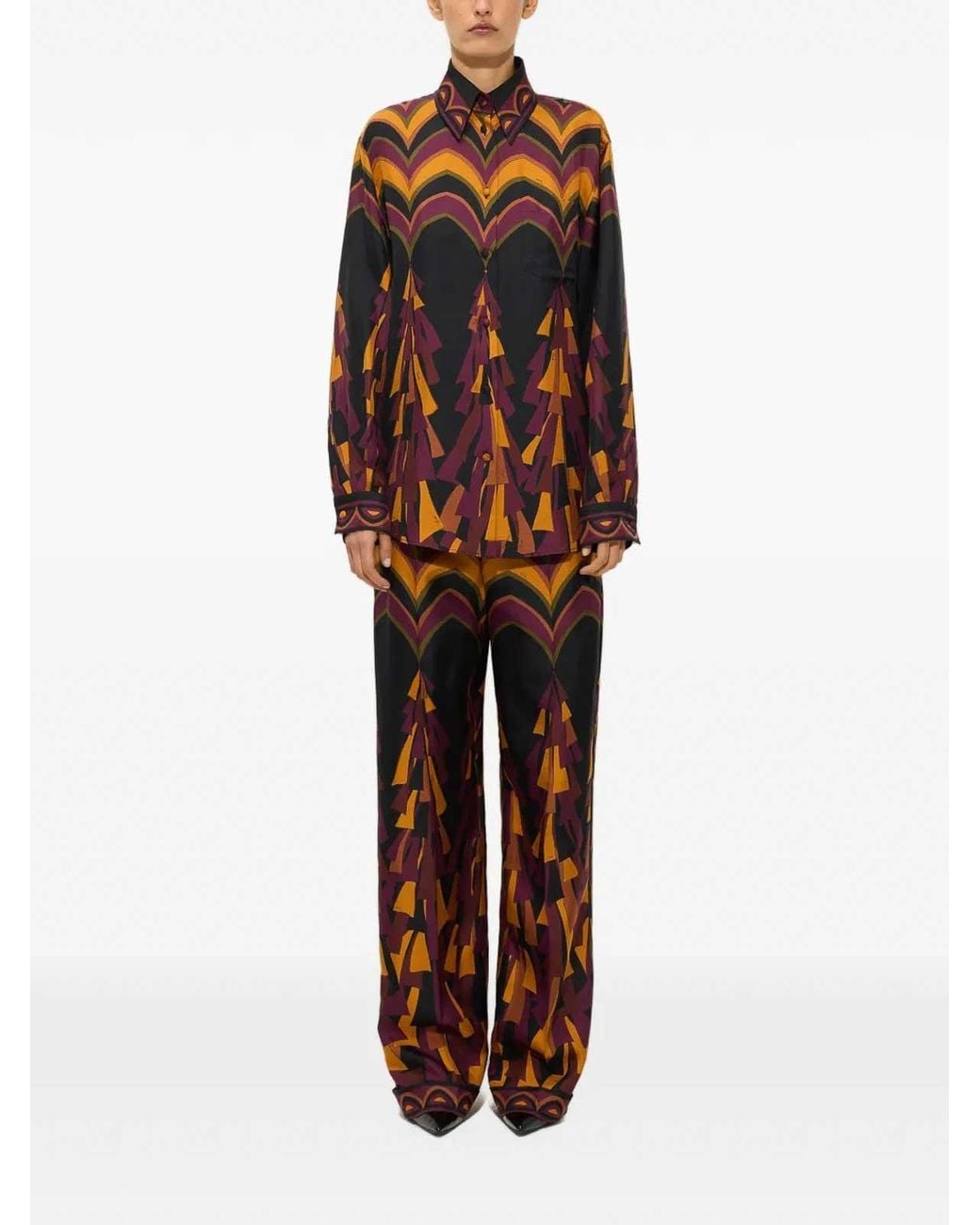 Emilio Pucci Orange Pucci Baiadera Print Satin Pants