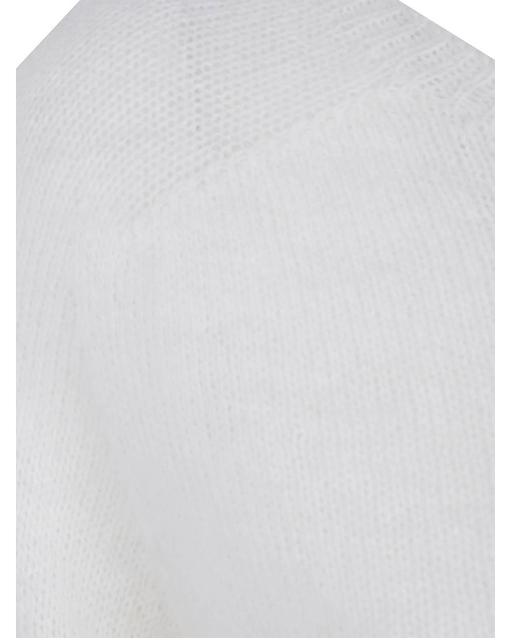 Nuur White Boxy Long Sleeves Round Neck Sweater